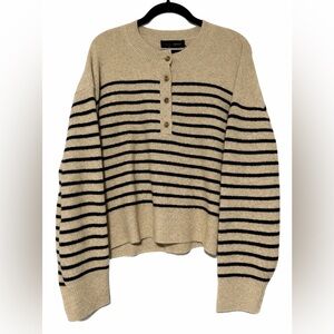 NWT Zara Tan and Navy Striped Sweater Size L